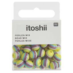 Rico Design Itoshii Plastic Beads - Pkg of 48, Purple and Yellow Mix, 8 mm Dia.