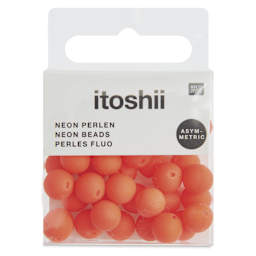 Rico Design Itoshii Plastic Beads - Asymmetrical, Pkg of 40, Neon Orange, 8 mm Dia.