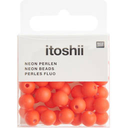 BEADS PLSTC 8MM NEON ORG 40PK