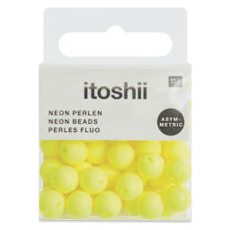 Rico Design Itoshii Plastic Beads - Asymmetrical, Pkg of 40, Neon Yellow, 8 mm Dia.