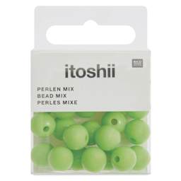 Rico Design Itoshii Plastic Beads - Pkg of 24, Green, 10 mm Dia.