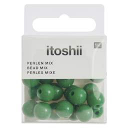 Rico Design Itoshii Plastic Beads - Pkg of 24, Dark Green, 10 mm Dia.