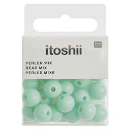 Rico Design Itoshii Plastic Beads - Pkg of 24, Mint, 10 mm Dia.