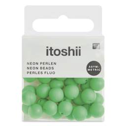 Rico Design Itoshii Plastic Beads - Asymmetrical, Pkg of 40, Neon Green, 8 mm Dia.