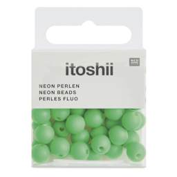 Rico Design Itoshii Plastic Beads - Pkg of 40, Neon Green, 8 mm Dia.