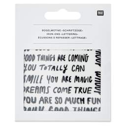 Rico Design Iron-On Lettering Patch - Black - front of packaging