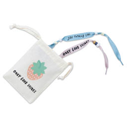 Rico Design Iron-On Lettering Patch - Black - finished examples, small drawstring bag and bracelet