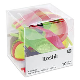 Rico Design Grosgrain Ribbon Bracelets - Neon, Set of 10 - front of packaging