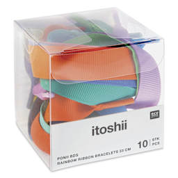 Rico Design Grosgrain Ribbon Bracelets - Rainbow, Set of 10 - front of packaging