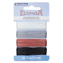 Beadalon Elonga Multi-Strand Elastic Cord - Card 1, Set of 4, Assorted Colors, 5 m, 0.7 mm Dia.