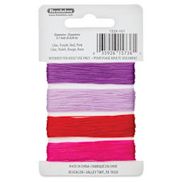 Beadalon Elonga Elastic Cord - Card 2, Set of 4 Strands, Assorted Colors, 5 m, 0.7 mm Dia. - back of card