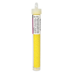 John Bead Terra Intensive Lining Czech Glass Seed Beads - 11/0, Yellow, 23 g - back of vial