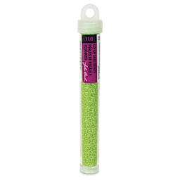 John Bead Terra Intensive Lining Czech Glass Seed Beads - 11/0, Light Green, 23 g - front