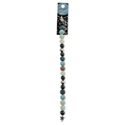 John Bead Solar System Glass Bead Strand - Uranus, 7", 8 mm Dia.