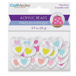 Craft Medley Fashion Acrylic Beads - Faceted Heart, 0.9 oz front of packaging