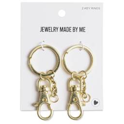 Jewelry Made By Me Key Rings with Lobster Clasp - Pkg of 2, Gold front of packaging