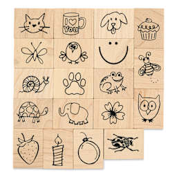 Hero Arts Fun Stuff Woodblock Ink 'n' Stamps - Set of 19