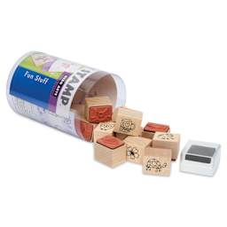 Hero Arts Fun Stuff Woodblock Ink 'n' Stamps - Set of 19 contents