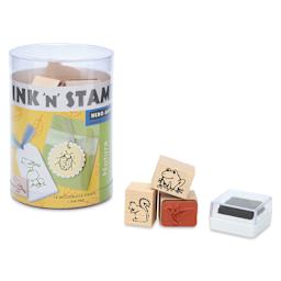 Hero Arts Nature Woodblock Ink ‘n’ Stamps Set, pad and several stamps out of packaging