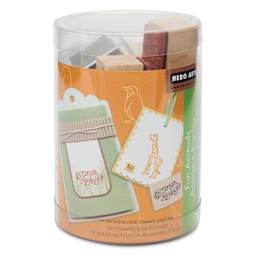 Hero Arts Fun Animals Woodblock Ink 'n' Stamps - Set of 19 front of packaging