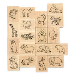 Hero Arts Fun Animals Woodblock Ink 'n' Stamps - Set of 19
