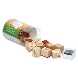 Hero Arts Fun Animals Woodblock Ink 'n' Stamps - Set of 19 contents