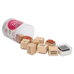 Hero Arts Birthday Mini Tub Woodblock Stamps - Set of 10 contents