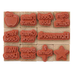 Hero Arts Woodblock Teacher Stamps Set - Set of 11, Messages From Teacher stamp faces