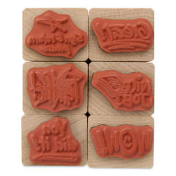 Hero Arts Woodblock Teacher Stamps Set - Set of 6, Stamps of Approval stamp faces