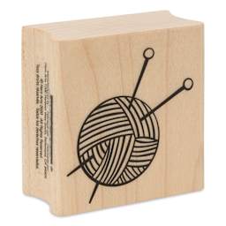 Hero Arts Yarn and Needles Woodblock Stamp angled view