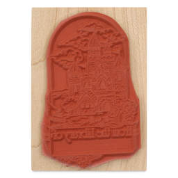 Hero Arts Castle Book Plate Woodblock Stamp - 5" x 2.5" face