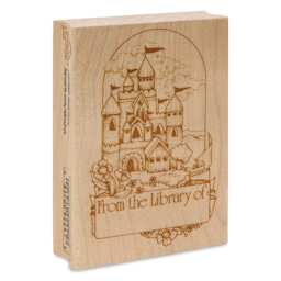 Hero Arts Castle Book Plate Woodblock Stamp - 5" x 2.5" angled view