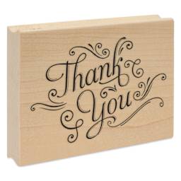Hero Arts Thank You With Flourishes Woodblock Stamp angled view