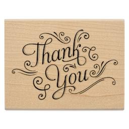 Hero Arts Thank You With Flourishes Woodblock Stamp