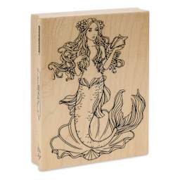 Hero Arts Mermaid Woodblock Stamp angled view