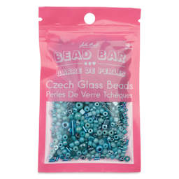 John Bead Bead Bar Czech Glass Bead Assortment - Turquoise Blue, 50 g front of packaging