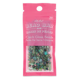 John Bead Bead Bar Czech Glass Bead Assortment - Green, 20 g front of packaging