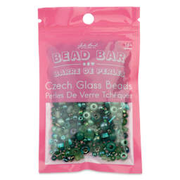 John Bead Bead Bar Czech Glass Bead Assortment - Green, 50 g front of packaging