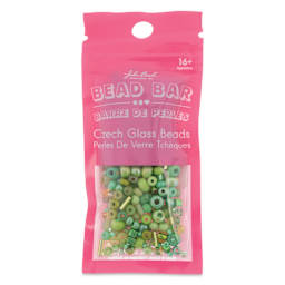 John Bead Bead Bar Czech Glass Bead Assortment - Light Green, 20 g front of packaging