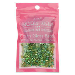 John Bead Bead Bar Czech Glass Bead Assortment - Light Green, 50 g front of packaging