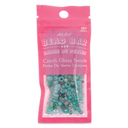 John Bead Bead Bar Czech Glass Bead Assortment - Turquoise Green, 20 g front of packaging