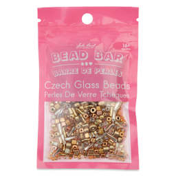 John Bead Bead Bar Czech Glass Bead Assortment - Gold, 50 g front of packaging