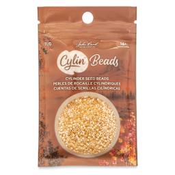 John Bead Cylin 11/0 Cylindrical Seed Beads - Cream AB front of packaging