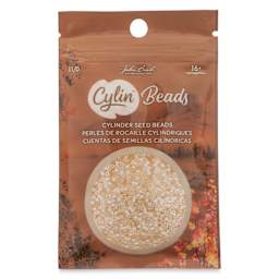 John Bead Cylin 11/0 Ceylon Cylindrical Seed Beads - Opaque White Bisque, 25g front of packaging