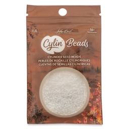 John Bead Cylin 11/0 Matte Macaron Cylindrical Seed Beads - White front of packaging