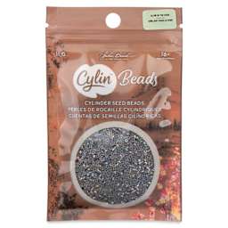 John Bead Cylin 11/0 Glow in the Dark Cylindrical Seed Beads - Grey AB, 25g front of packaging