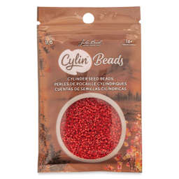 John Bead Cylin 11/0 Cylindrical Seed Beads - Red Opaque front of packaging