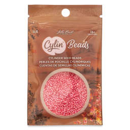 John Bead Cylin 11/0 Cylindrical Seed Beads - Pink Carnation Opaque front of packaging