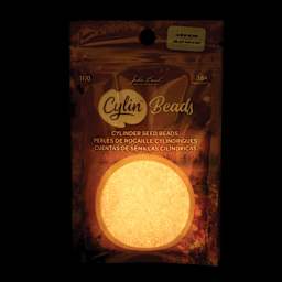 John Bead Cylin 11/0 Glow in the Dark Cylindrical Seed Beads - Coral AB, 25g front of packaging to show glow effect