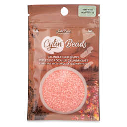 John Bead Cylin 11/0 Glow in the Dark Cylindrical Seed Beads - Coral, 25g front of packaging